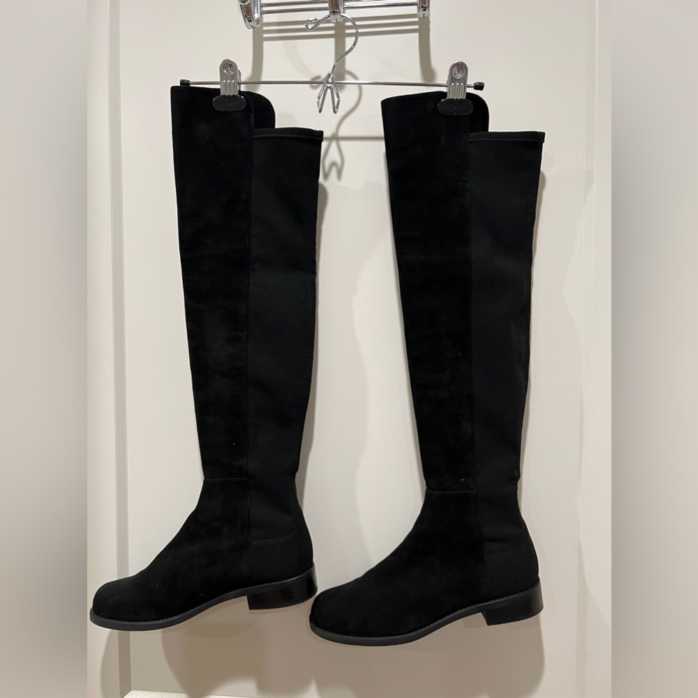 Stuart Weitzman Lowland Suede Thigh-High Boots Black Size 37.5 NWT